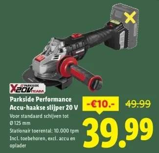Aanbieding: Accu-haakse slijper 20 V
