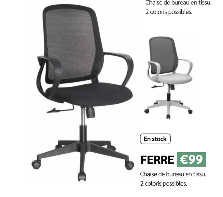 Offre: Chaise de bureau en tissu