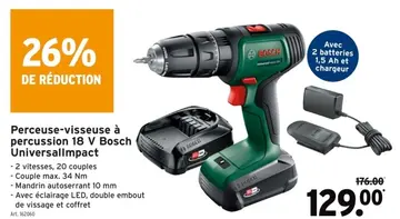 Offre: Perceuse-visseuse à percussion 18 V Bosch Universal Impact