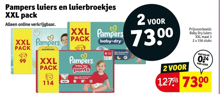Aanbieding: Pampers luiers en luierbroekjes XXL pack