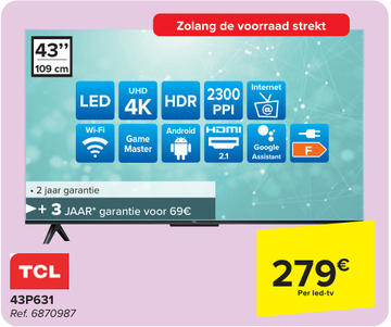 Aanbieding: TCL led-tv 43P631