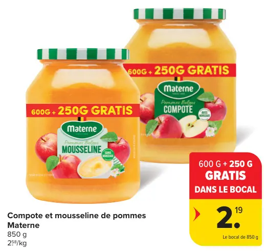 Offre: Compote et mousseline de pommes