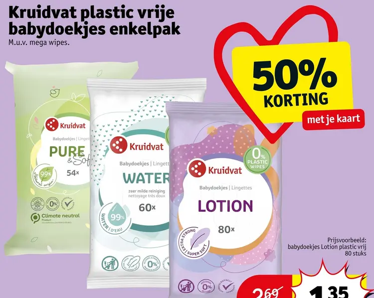 Aanbieding: Plastic vrije babydoekjes enkelpak