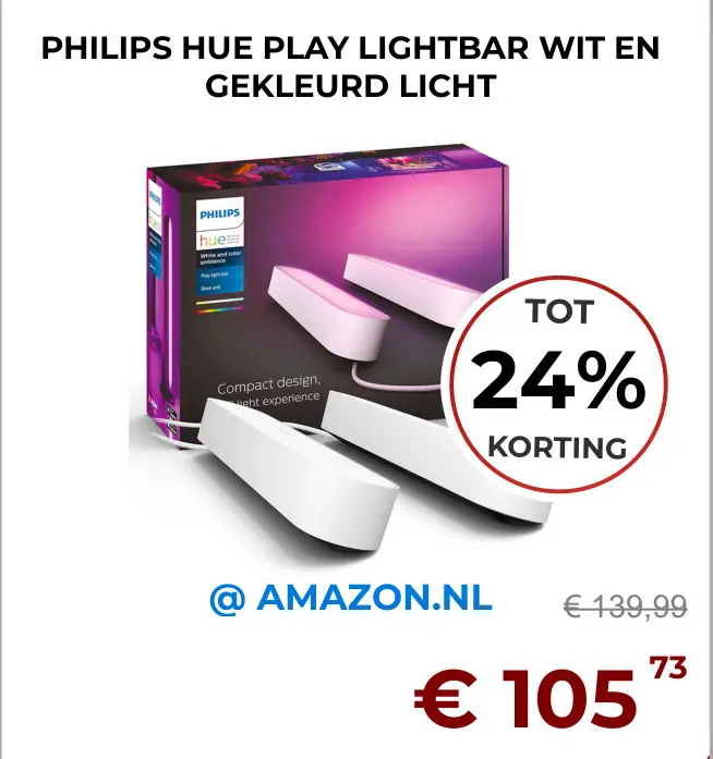 Aanbieding: Philips hue play lightbar wit en gekleurd lic
