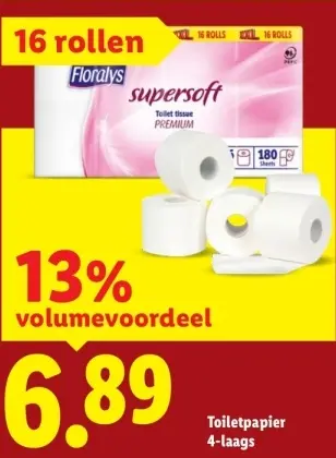 Aanbieding: Floralys Toiletpapier 4-laags