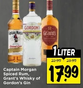 Spiced Rum, Grant's Whisky of Gordon's Gin