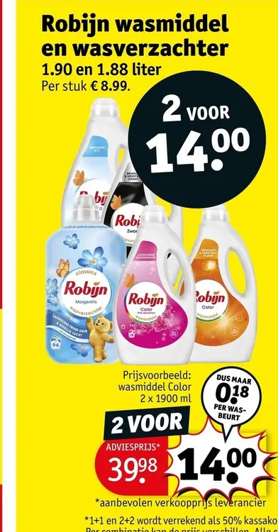 Aanbieding: Robijn wasmiddel en wasverzachter