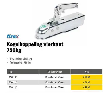 Aanbieding: Kogelkoppeling vierkant