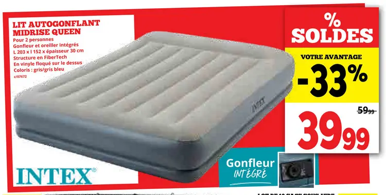 Offre: Lit autogonflant midrise queen