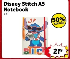 Aanbieding: Disney Stitch A5 Notebook