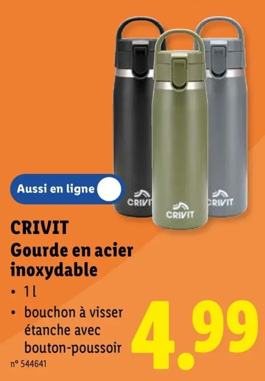 Offre: CRIVIT Gourde en acier inoxydable