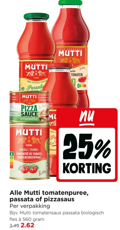 Aanbieding: Alle Mutti tomatenpuree, passata of pizzasaus
