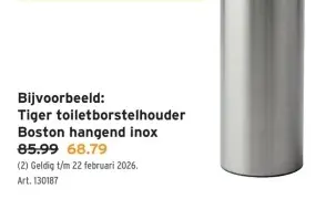 Promotie: Tiger toiletborstelhouder Boston hangend inox