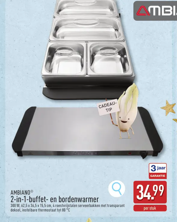 Promotie: 2-in-1-buffet- en bordenwarmer
