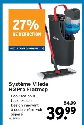 Offre: Système Vileda H2Pro Flatmop