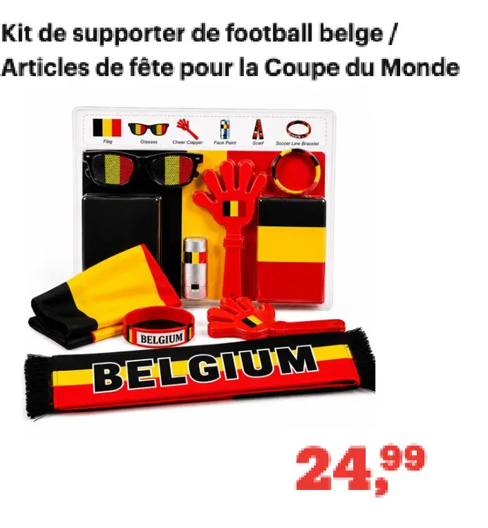 Offre: Kit de supporter de football belge / Articles
