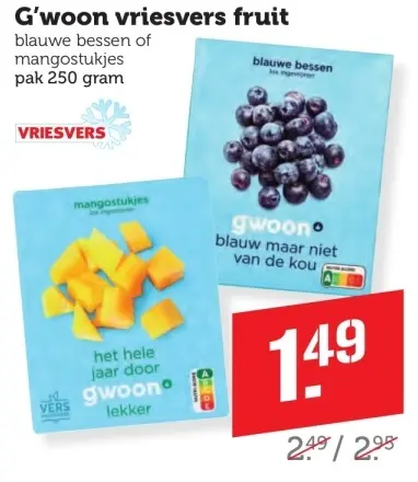 Aanbieding: G'woon vriesvers fruit