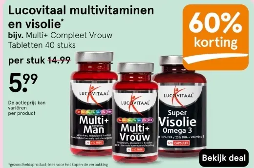 Aanbieding: Lucovitaal multivitaminen en visolie