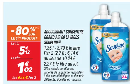Offre: Adoucissant concentré grand air 60 lavages