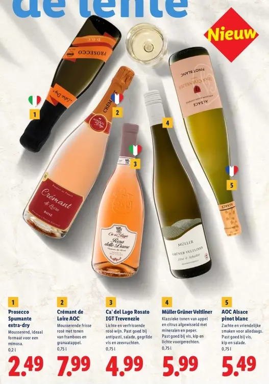 Aanbieding: Diverse wijnen, zoals: Prosecco Spumante Extra-dry