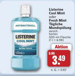 Aanbieding: Listerine Cool Mint oder Fresh Mint Tägliche