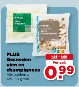 Aanbieding: Gesneden uien en champignons