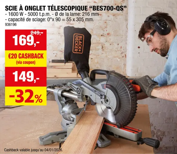 Offre: Black+Decker scie à  onglet radiale 1600W 216mm
