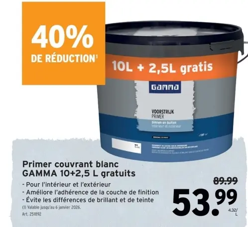 Offre: Primer couvrant blanc