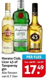 Aanbieding: Havana Club, Licor 43 of Tanqueray gin