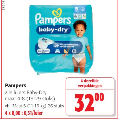 Promotie: Pampers alle luiers Baby-Dry