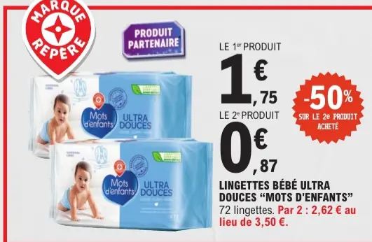 Offre: Lingettes bébé ultra douces "Mots d'enfants"
