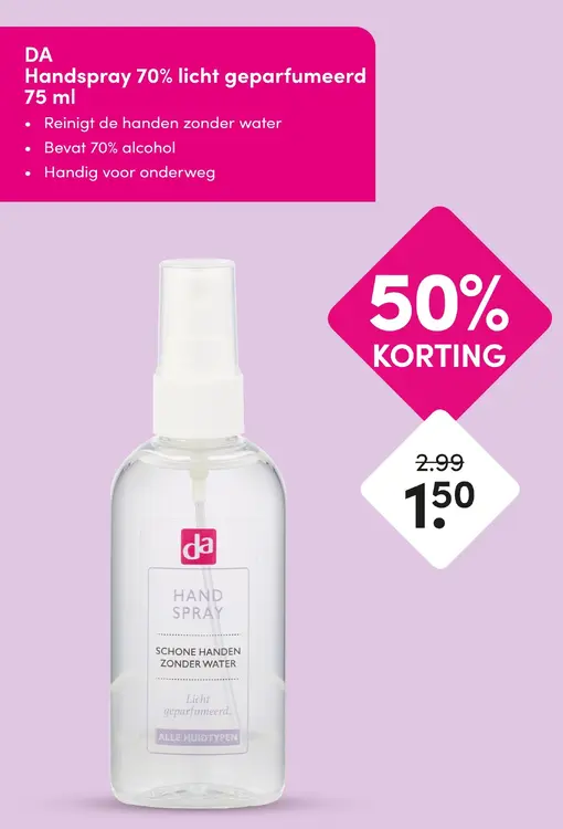 Aanbieding: Handspray 70% licht geparfumeerd