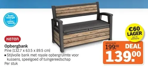 Aanbieding: Opbergbank Pine