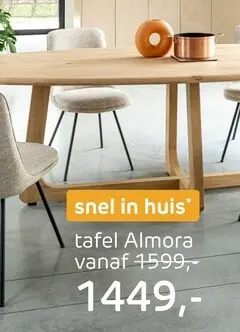 Promotie: Almora, eetkamertafel 210 x 120 cm - Natural sand
