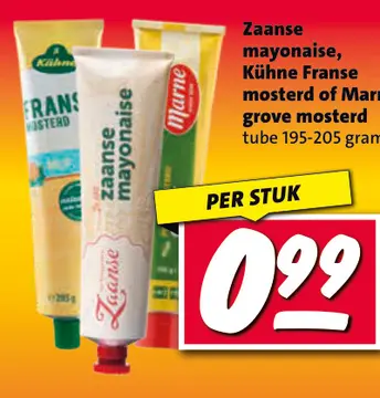 Aanbieding: Zaanse mayonaise, Kühne Franse mosterd of Marne grove mosterd