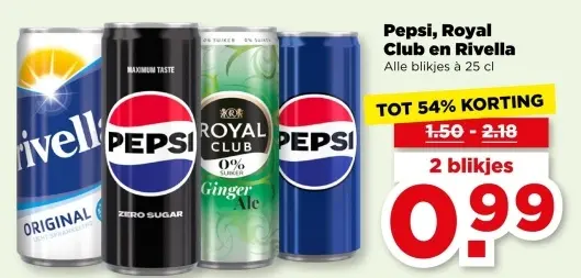 Aanbieding: Pepsi, Royal Club en Rivella