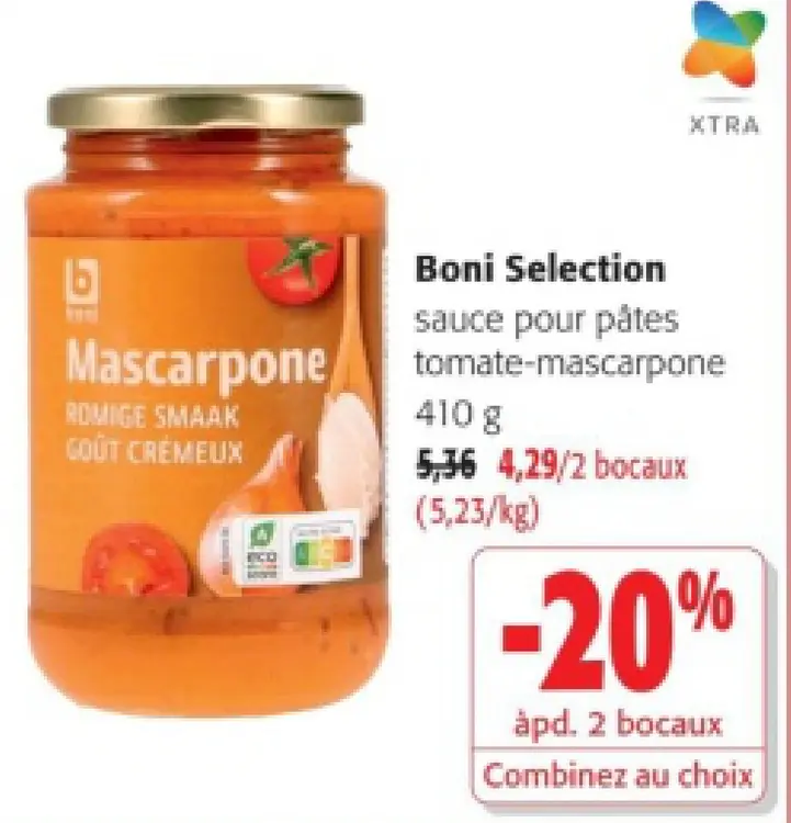 Offre: sauce pour pâtes tomate-mascarpone
