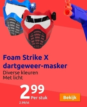 Aanbieding: Foam Strike X dartgeweer - masker Diverse kleuren Met licht