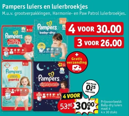 Aanbieding: Pampers luiers en luierbroekjes