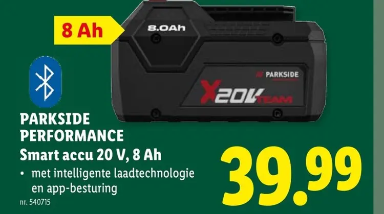 Promotie: PARKSIDE PERFORMANCE Smart accu 20 V, 8 Ah