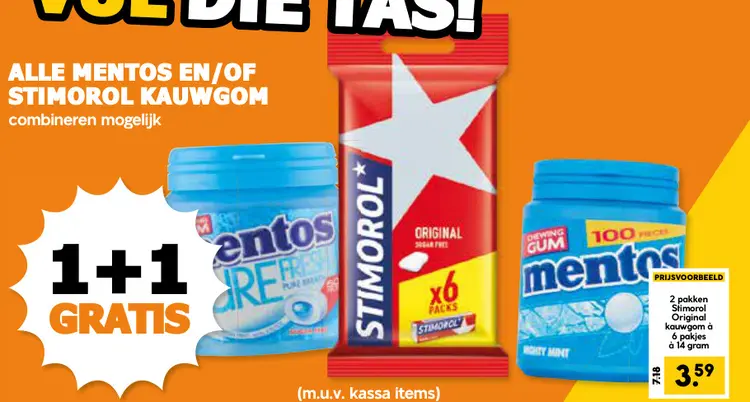 Aanbieding: Mentos en/of Stimorol kauwgom