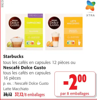 Offre: Cafés en capsules Starbucks ou Nescafé Dolce