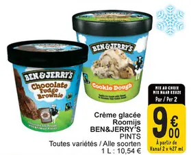 Offre: Crème glacée Roomijs PINTS Toutes variétés 
