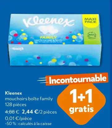Offre: Kleenex mouchoirs boîte family