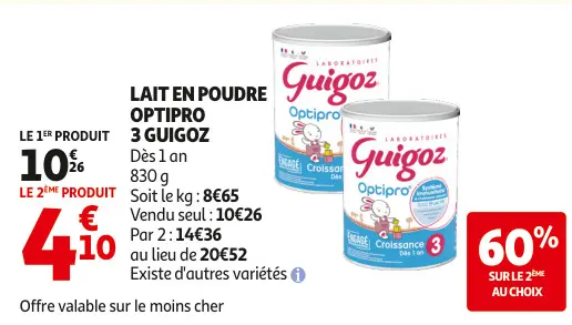 Offre: Lait en poudre Optipro