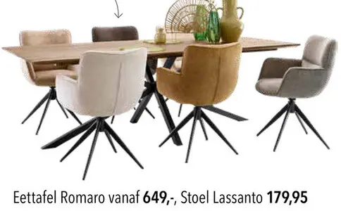 Aanbieding: Eettafel Romaro, Stoel Lassanto