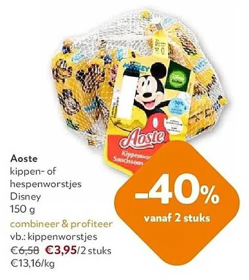 Promotie: kippen- of hespenworstjes Disney
