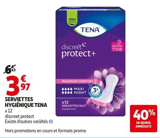 Aanbieding: SERVIETTES HYGIÉNIQUE TENA discreet protect