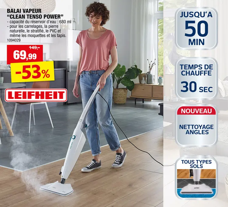 Offre: Leifheit CleanTenso Power nettoyeur vapeur