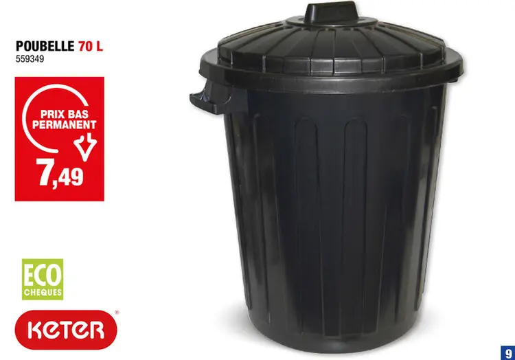 Offre: Keter poubelle de rue 70l noir 57cm